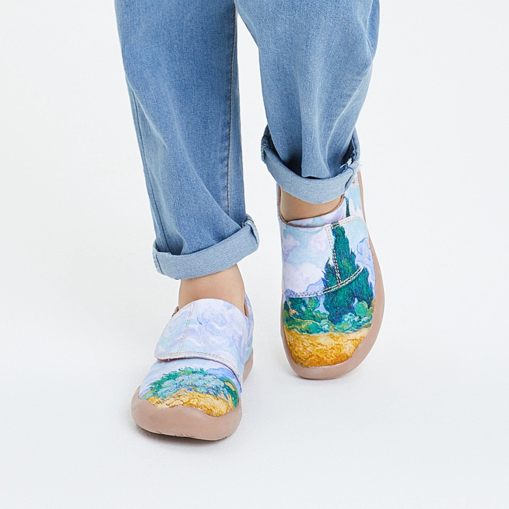 UIN Footwear Kid Van Gogh Wheatfield with Cypresses Kid Canvas loafers