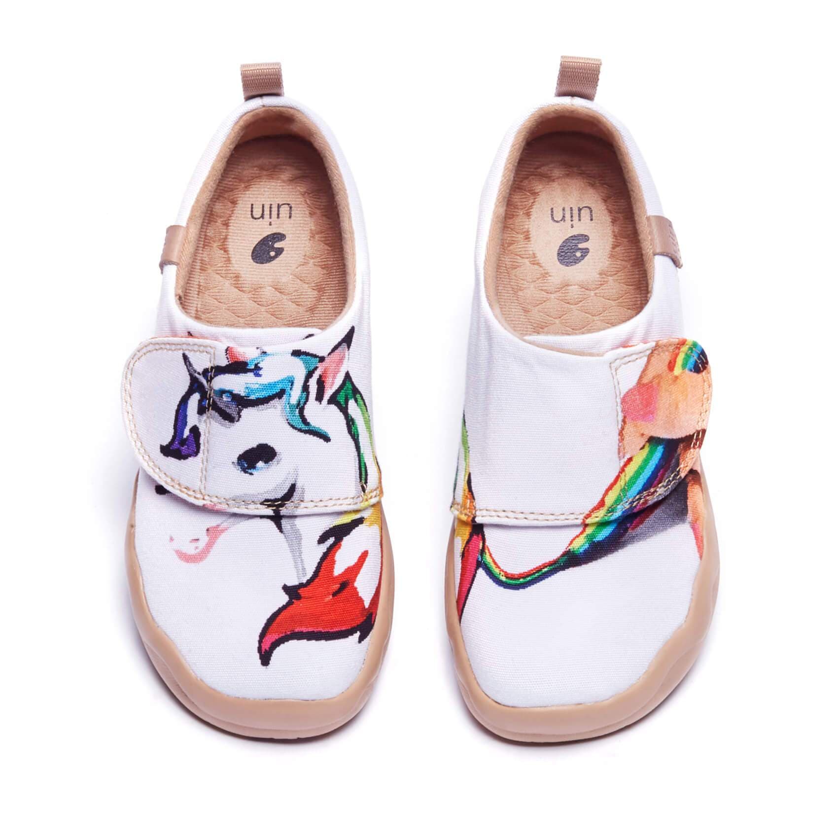 UIN Footwear Kid Watercolor Unicorn Kid Canvas loafers