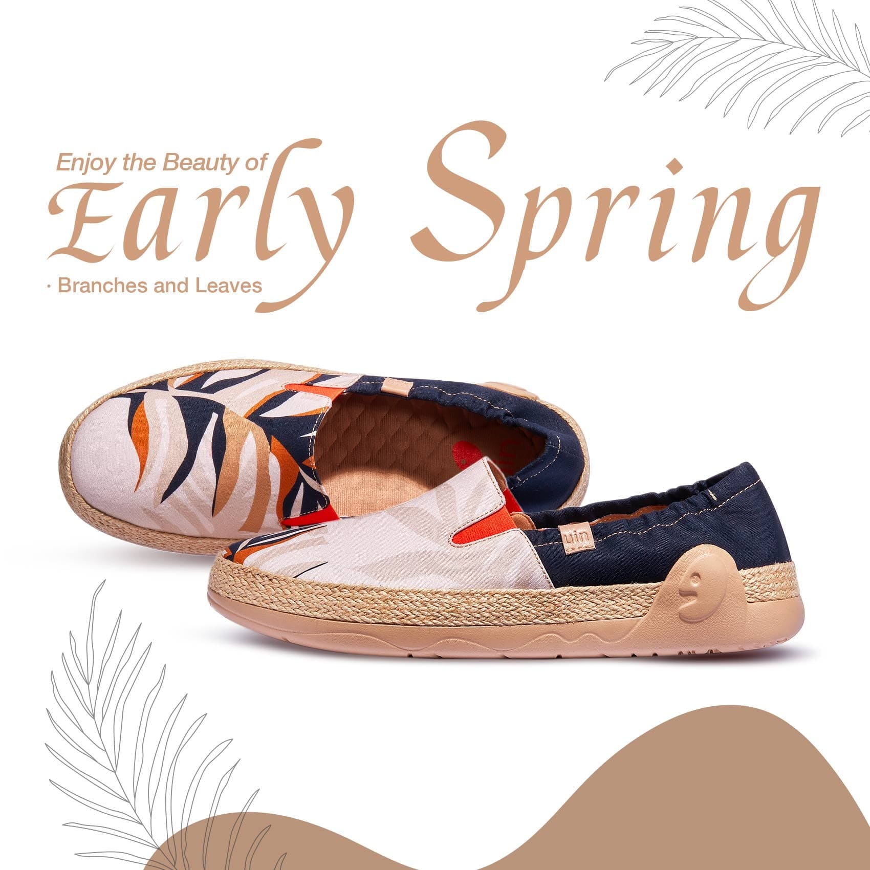 UIN Footwear Men Branches and Leaves Marbella VI Men Canvas loafers