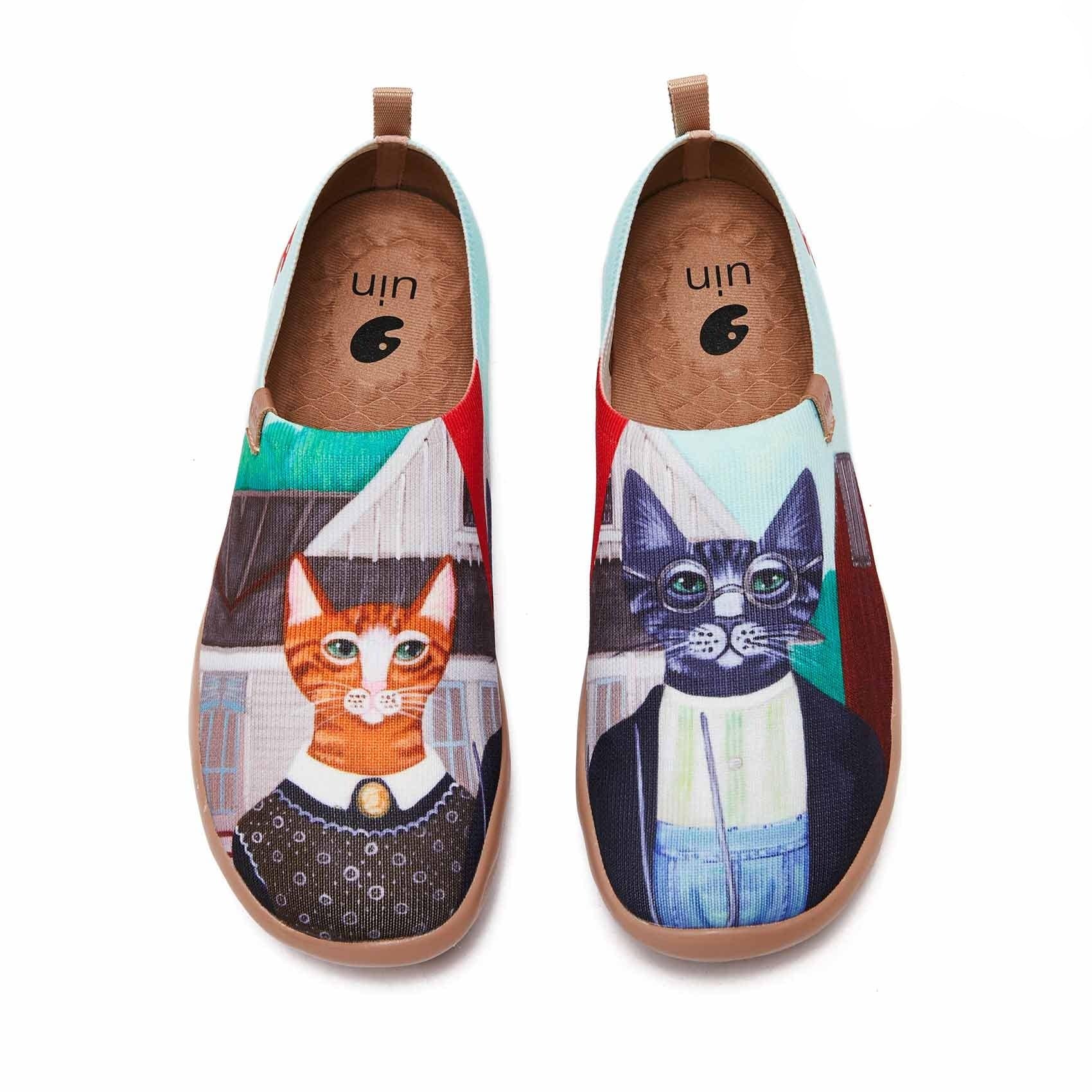 UIN Footwear Men Cat Couple Men Canvas loafers