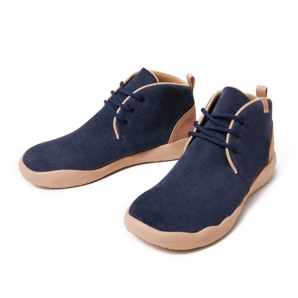 UIN Men (Pre-sale) Bilbao Deep Blue Cow Suede Lace-up Boots Men Canvas loafers