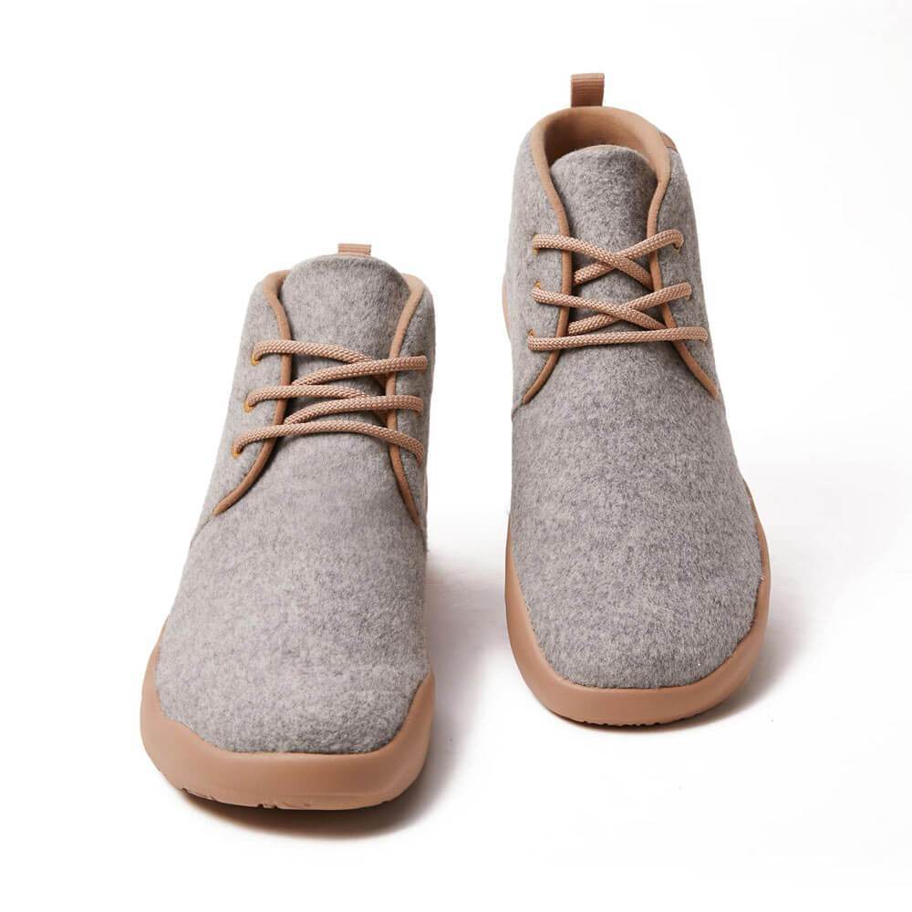 UIN Footwear Men (Pre-sale) Bilbao Light Grey Wool Lace-up Boots Men Canvas loafers