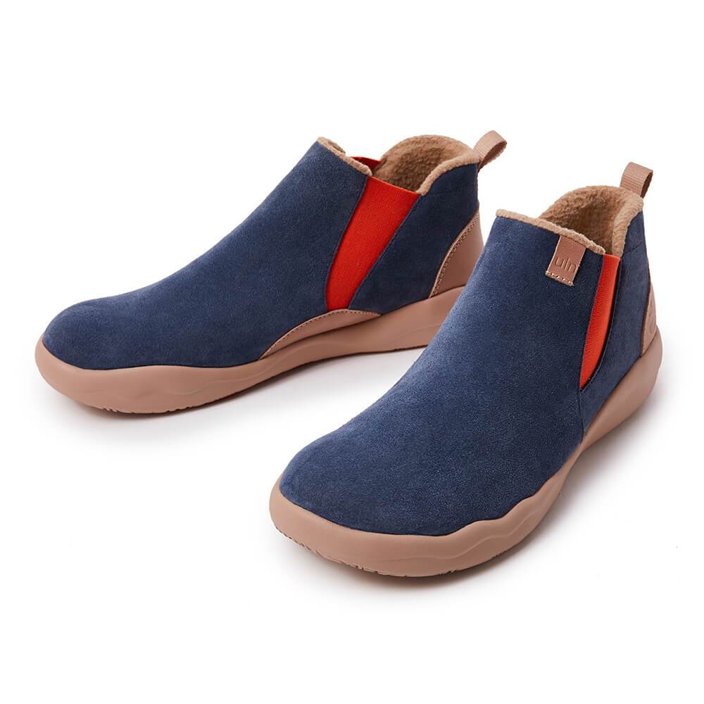 UIN Footwear Men (Pre-sale) Granada Deep Blue Cow Suede Boots Men Canvas loafers