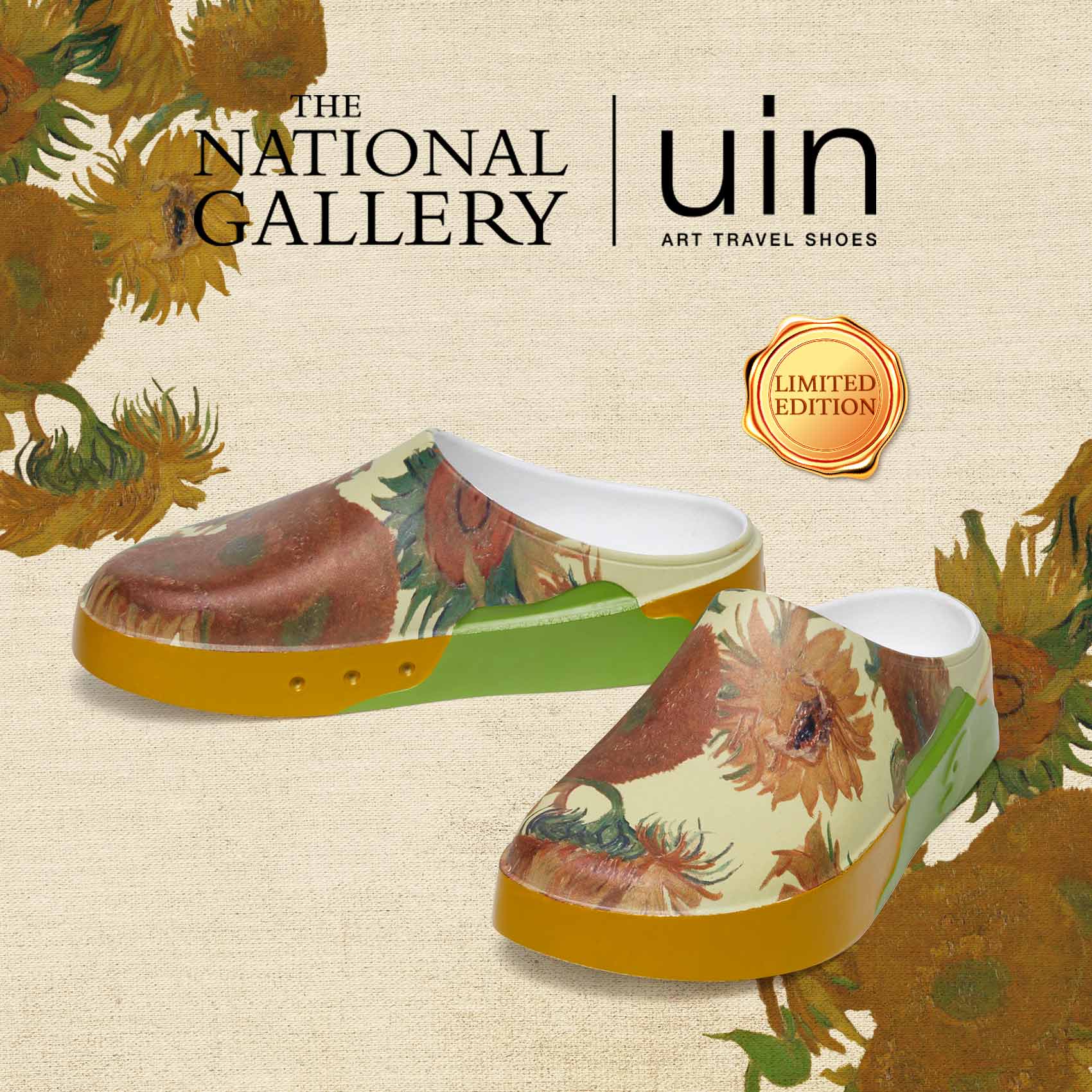 UIN Footwear Men Van Gogh Sunflowers Tenerife Men Canvas loafers