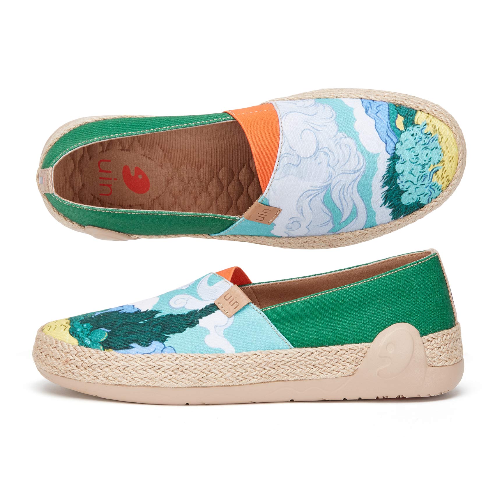 UIN Footwear Men Van Gogh Wheatfield with Cypresses Marbella I Men Canvas loafers