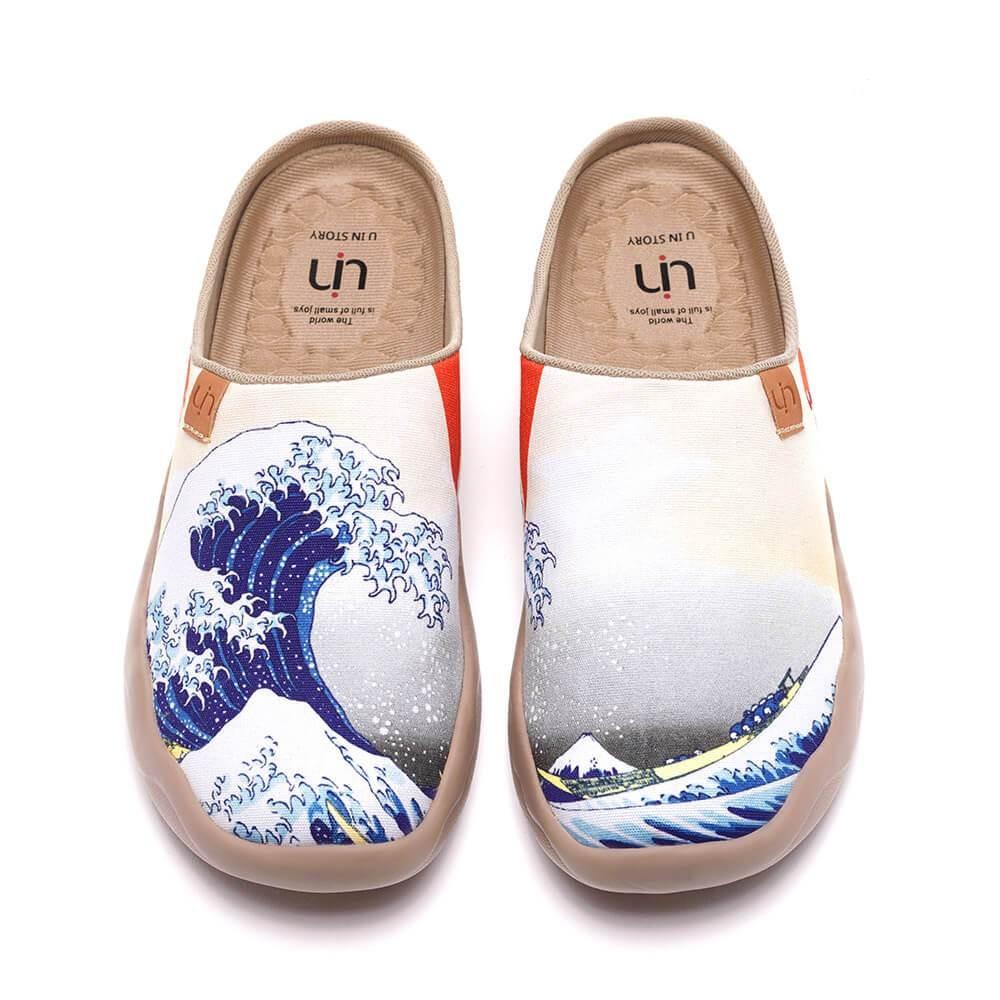 UIN Footwear Women Great Wave off Kanagawa Slipper Canvas loafers