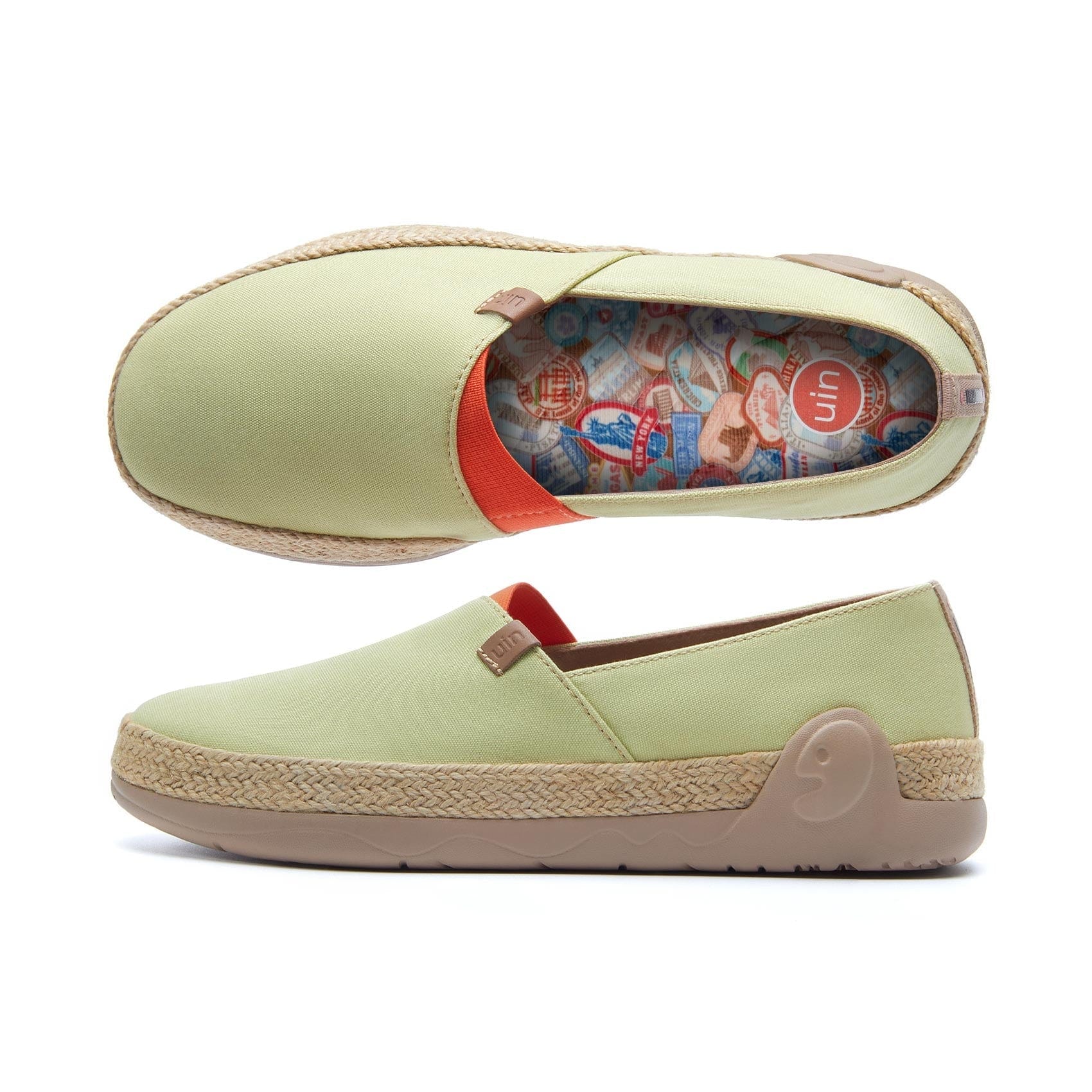 UIN Footwear Women Marbella Pale Green Canvas loafers