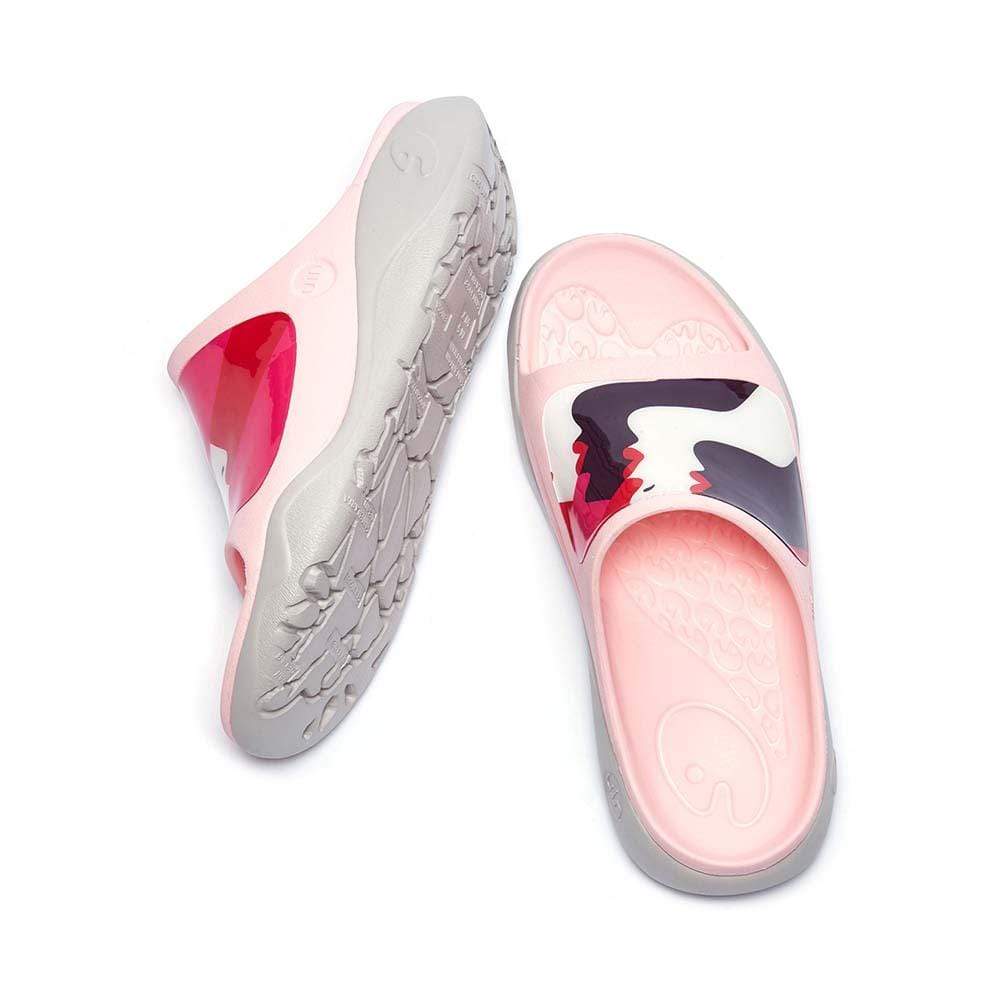 UIN Footwear Women Pink Lips Ibiza Slides Canvas loafers