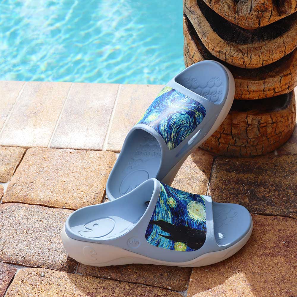 UIN Footwear Women Starry Night Ibiza Slides Canvas loafers