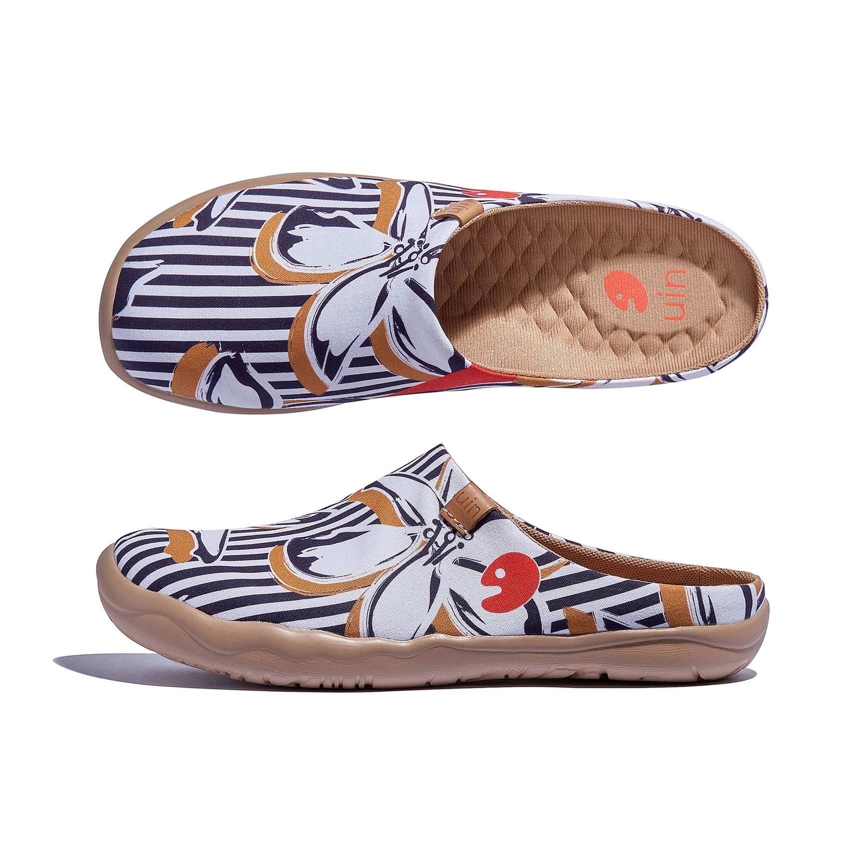 UIN Footwear Women Striped Flowers Malaga Women Canvas loafers