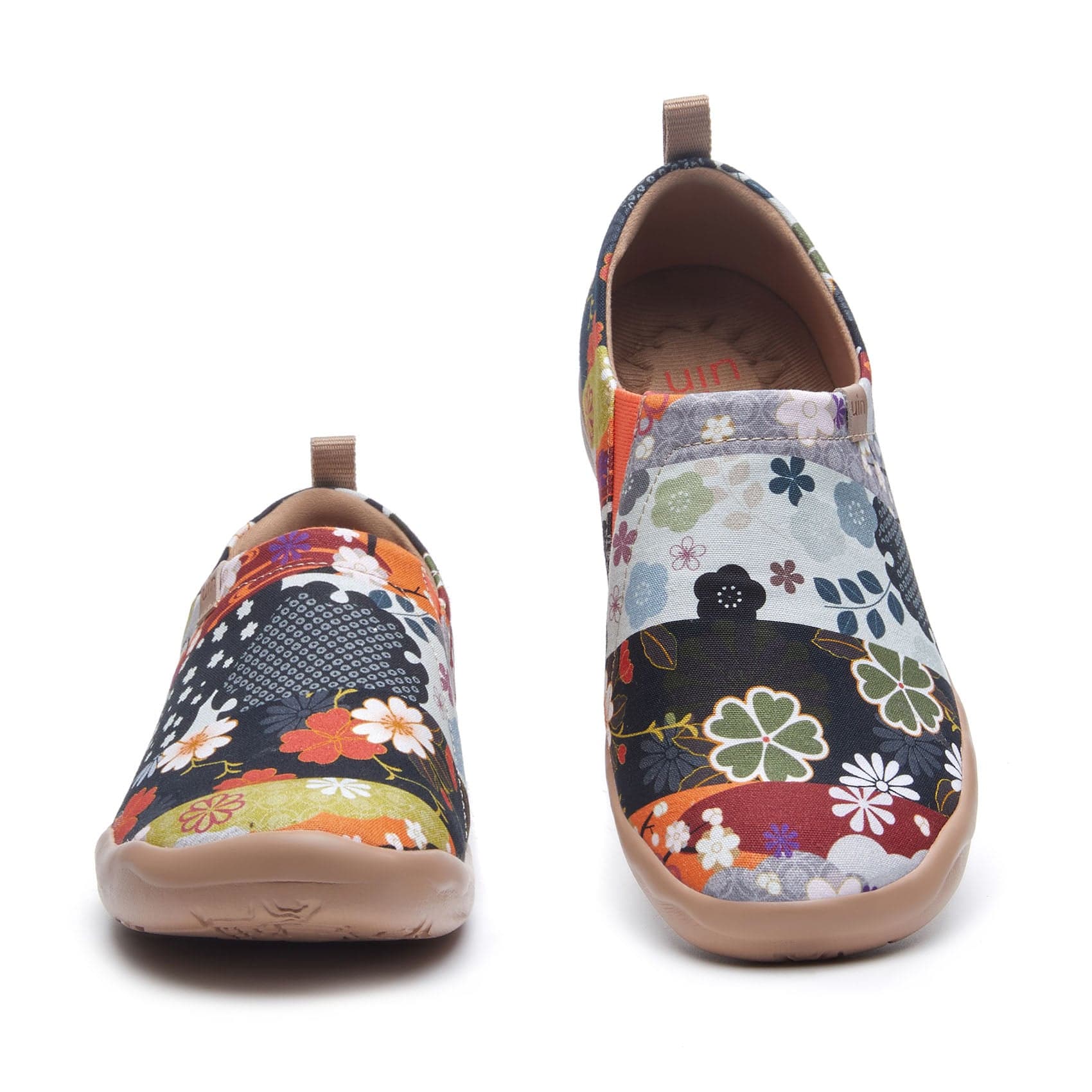 UIN Footwear Women UIN Women's Canvas for Wide Feet Fashion Floral Art Sneaker Painted Slip-On Travel Shoes Blossom Hana Canvas loafers