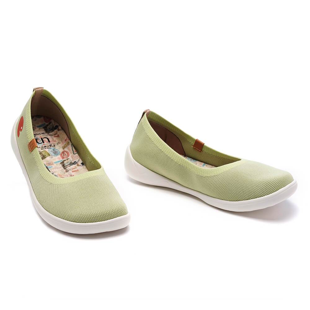 UIN Footwear Women Valencia Knitted Light Green Canvas loafers