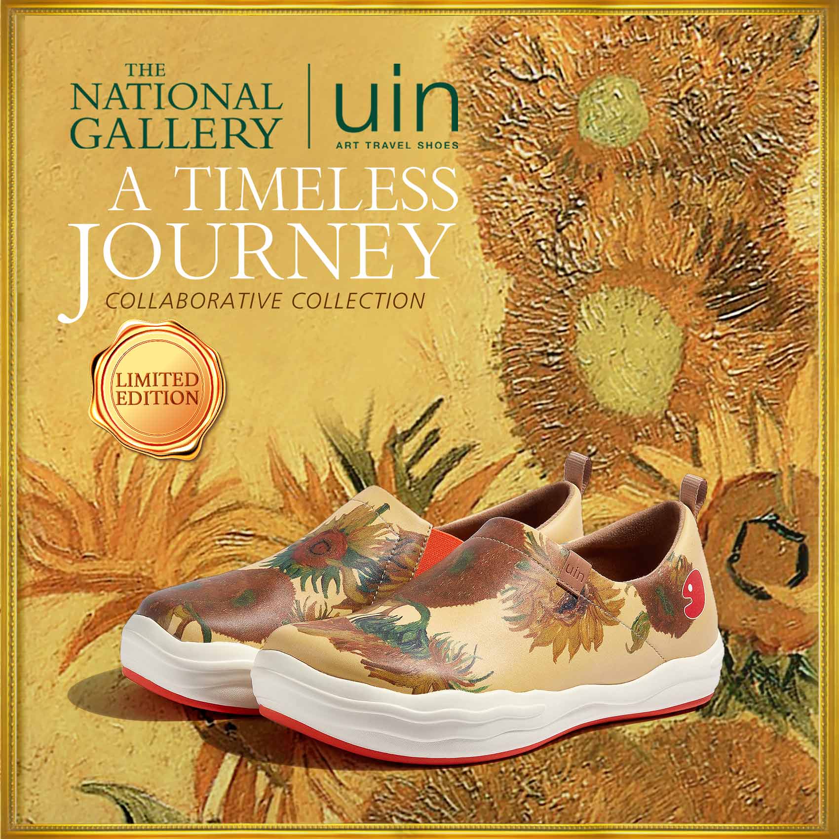 UIN Footwear Women Van Gogh Sunflowers Toledo VIII Women Canvas loafers