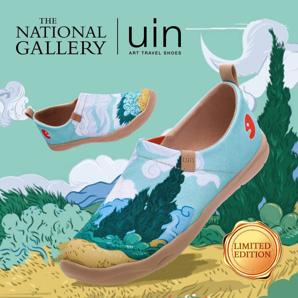 UIN Footwear Women Van Gogh Wheatfield with Cypresses Women Canvas loafers